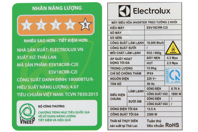 Điều hòa Electrolux 1 Chiều Inverter 18000BTU ESV18CRR-C2 - Image 9