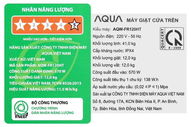 Máy giặt Aqua 12 kg AQW-FR120HT BK - Image 10