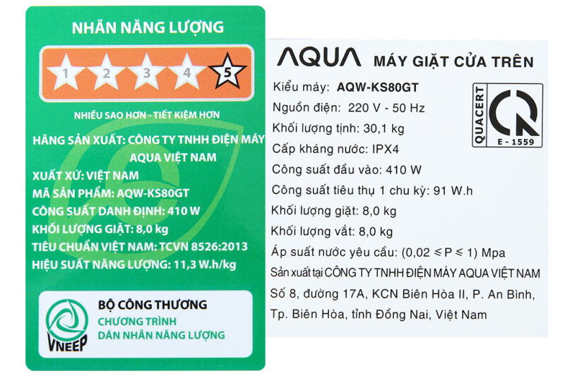 Máy giặt Aqua 8 KG AQW-KS80GT S - Image 10