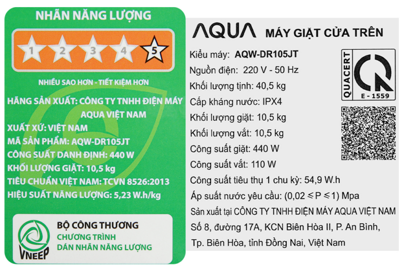 Máy giặt Aqua Inverter 10.5 kg AQW-DR105JT BK - Image 11