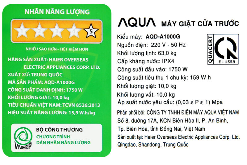 Máy giặt Aqua Inverter 10 KG AQD-A1000G S - Image 9