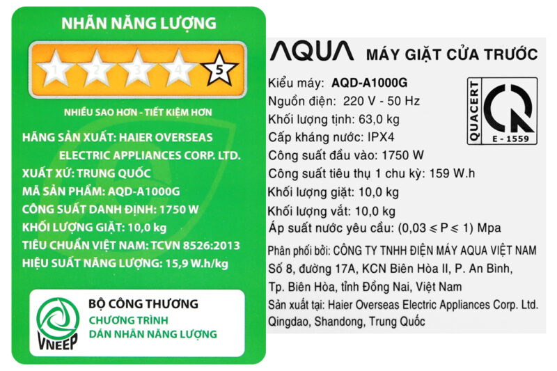 Máy giặt Aqua Inverter 10 KG AQD-A1000G W - Image 9