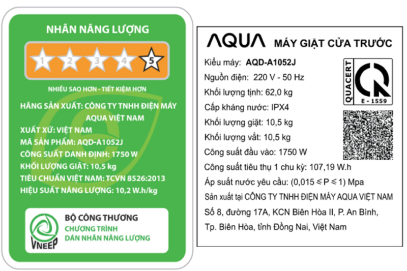 Máy giặt Aqua Inverter 10.5 kg AQD-A1052J BK - Image 6