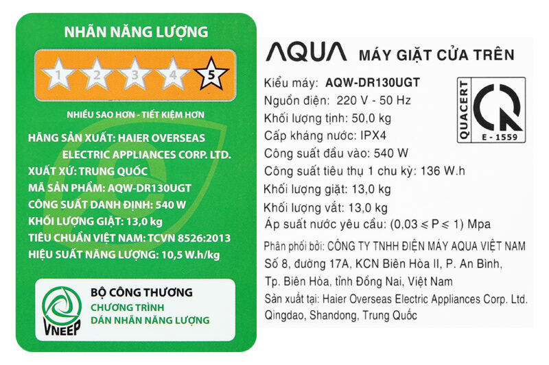 Máy giặt Aqua Inverter 13 kg AQW- DR130UGT PS - Image 11