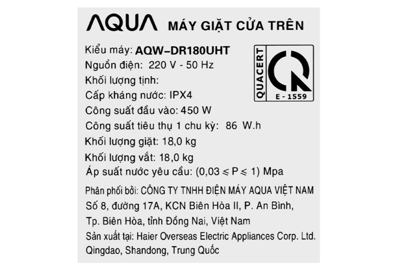 Máy giặt Aqua Inverter 18 kg AQW-DR180UHT PS - Image 10