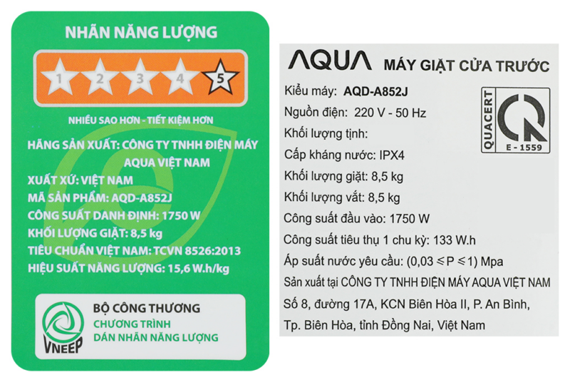 Máy giặt Aqua Inverter 8.5 kg AQD-A852J BK - Image 9