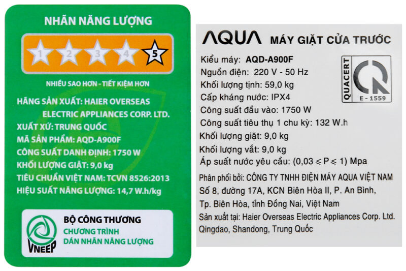 Máy giặt Aqua Inverter 9.0 KG AQD-A900F W - Image 9