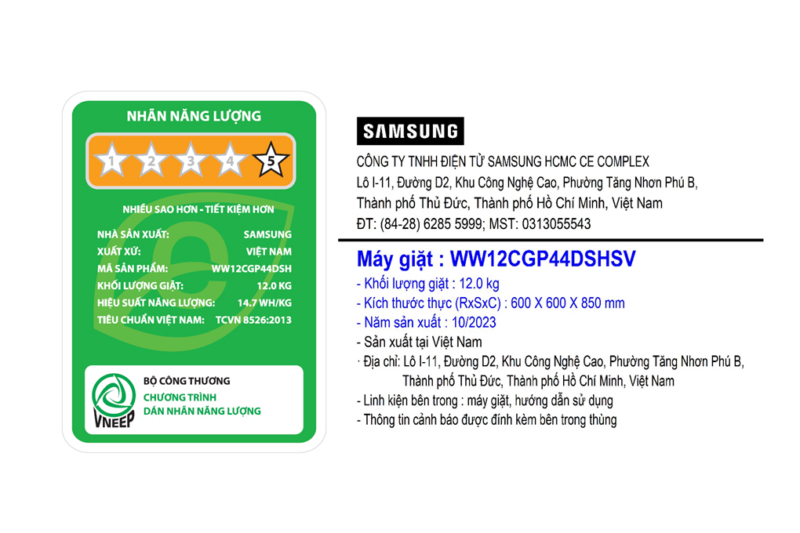 Máy giặt Samsung AI Inverter 12 kg WW12CGP44DSHSV - Image 9