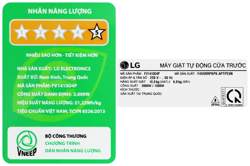 Máy giặt sấy LG Inverter 10 kg FV1410D4P - Image 9