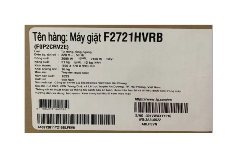 Máy giặt sấy LG Inverter 21 kg F2721HVRB - Image 11