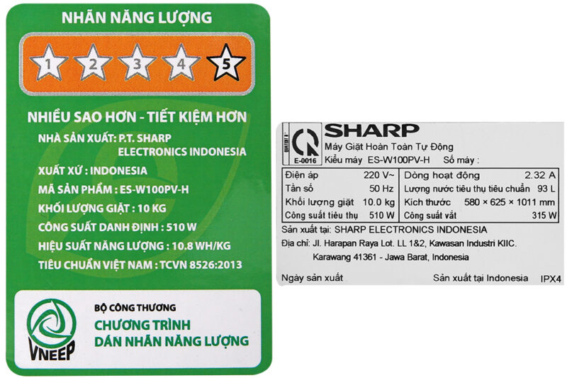 Máy giặt Sharp 10 kg ES-W100PV-H - Image 10