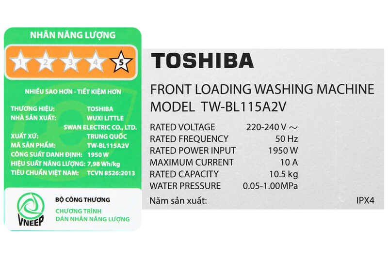 Máy giặt Toshiba inverter 10.5 kg TW-BL115A2V(SS) - Image 9