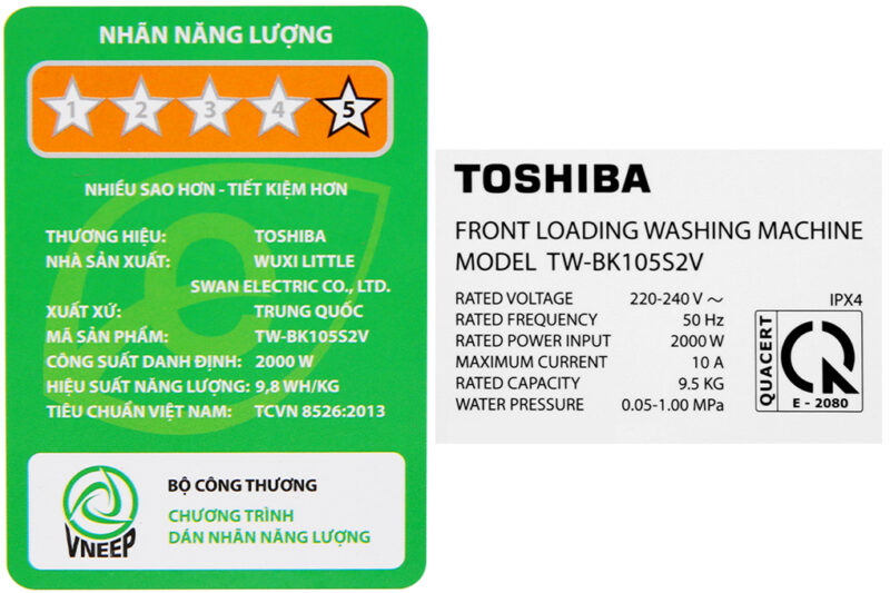 Máy giặt Toshiba Inverter 9.5 Kg TW-BK105S2V(WS) - Image 9