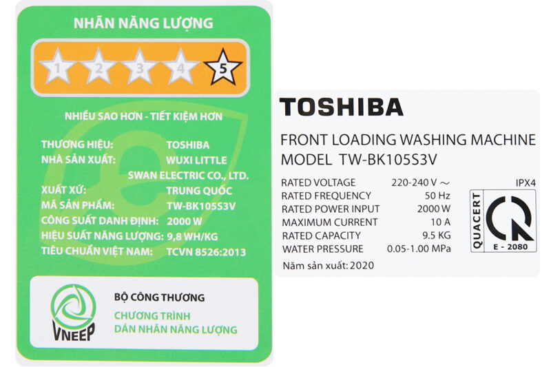 Máy giặt Toshiba Inverter 9.5 Kg TW-BK105S3V(SK) - Image 9