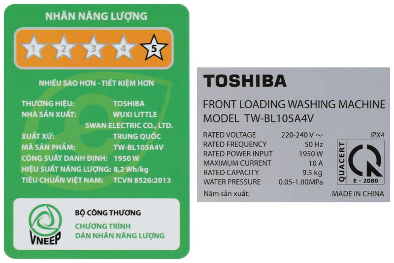 Máy giặt Toshiba inverter 9.5 kg TW-BL105A4V(SS) - Image 9