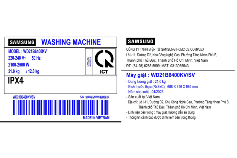 Máy giặt sấy Samsung Inverter 21 Kg WD21B6400KV/SV - Image 12