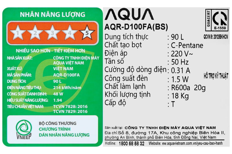 Tủ lạnh Aqua 90 lít AQR-D100FA(BS) - Image 12