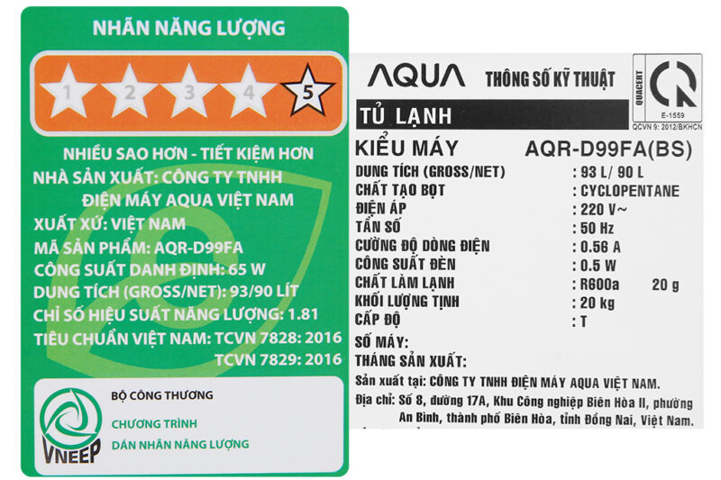 Tủ lạnh Aqua 90 lít AQR-D99FA(BS) - Image 11