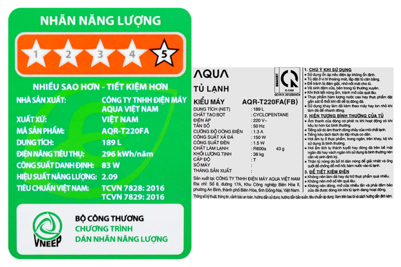 Tủ lạnh Aqua Inverter 189 lít AQR-T220FA(FB) - Image 9