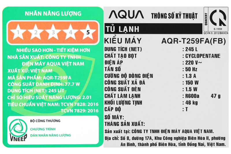 Tủ lạnh Aqua Inverter 245 lít AQR-T259FA(FB) - Image 12