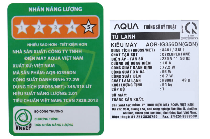 Tủ lạnh Aqua Inverter 318 lít AQR-IG356DN GBN - Image 9