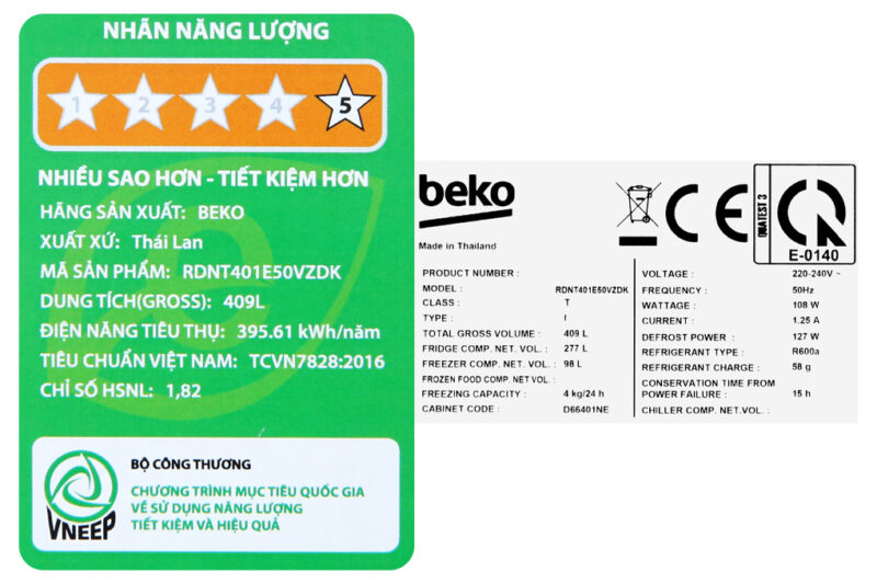 Tủ lạnh Beko Inverter 375 lít RDNT401E50VZDK - Image 14