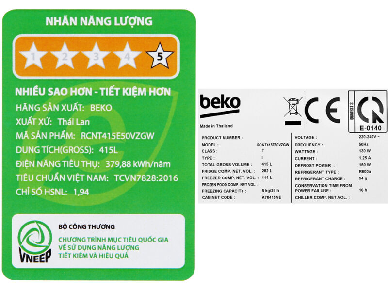 Tủ lạnh Beko Inverter 396 lít RCNT415E50VZGW - Image 13