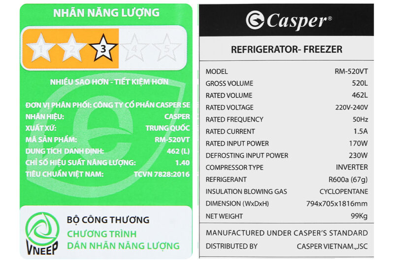 Tủ lạnh Casper Inverter 462 lít RM-520VT - Image 14