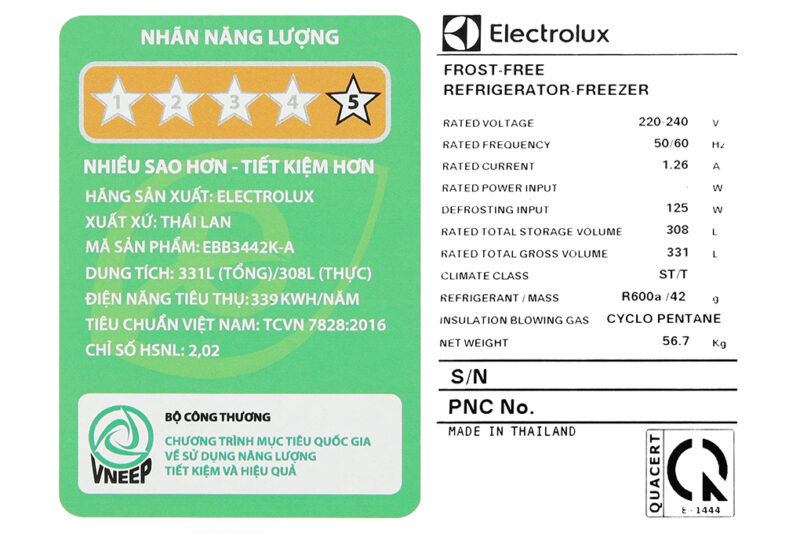 Tủ lạnh Electrolux Inverter 308 Lít EBB3442K-A - Image 15