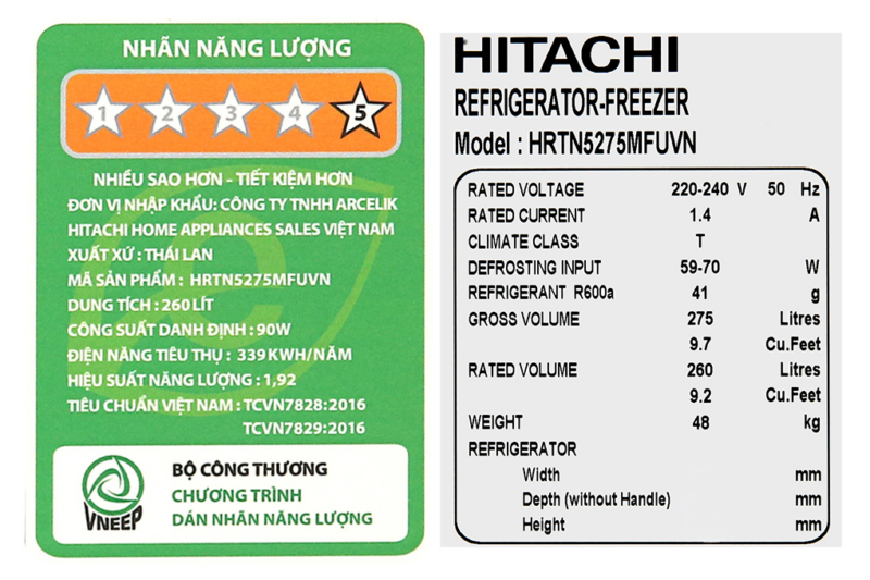 Tủ lạnh Hitachi Inverter 260 lít HRTN5275MFUVN - Image 13