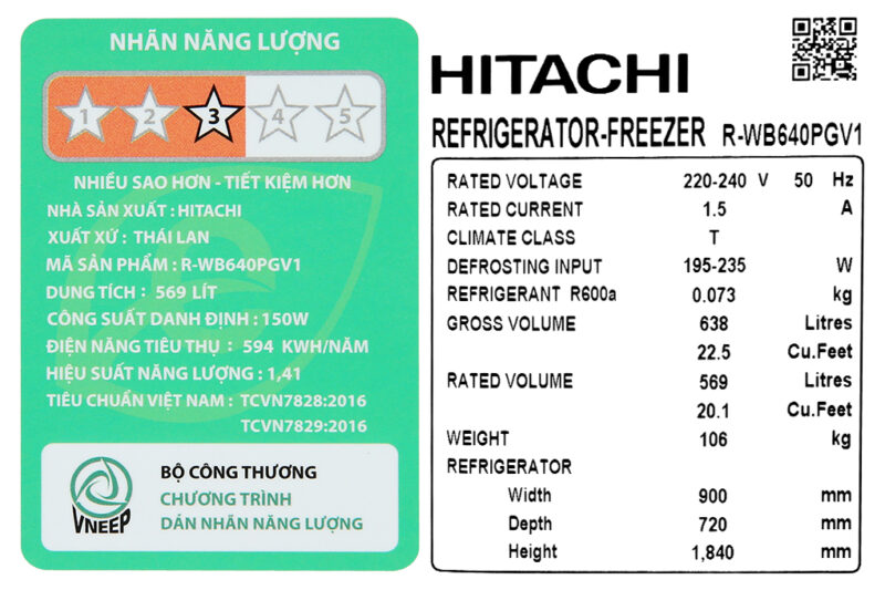 Tủ lạnh Hitachi Inverter 569 lít R-WB640PGV1 GMG - Image 13