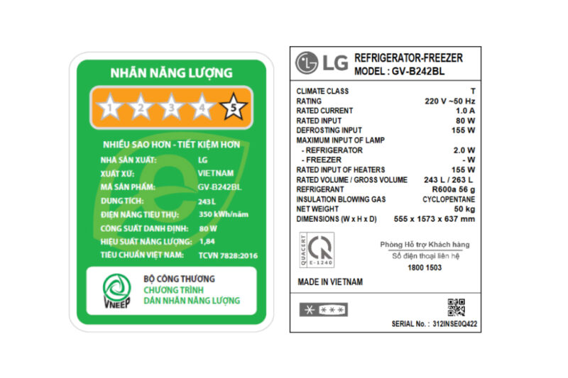 Tủ lạnh LG Inverter 243 Lít GV-B242BL - Image 3