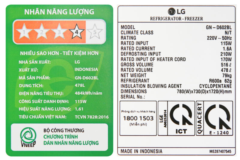 Tủ lạnh LG Inverter 478 lít GN-D602BL - Image 14