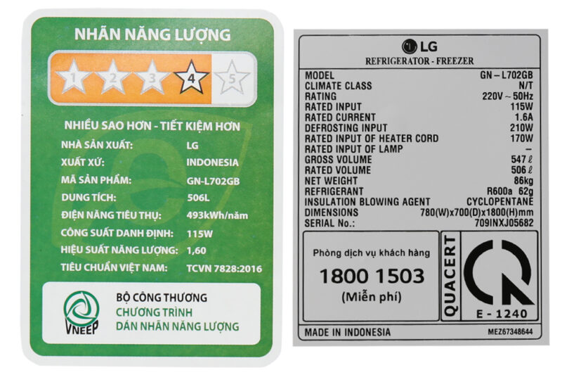 Tủ lạnh LG Inverter 506 lít GN-L702GB - Image 9