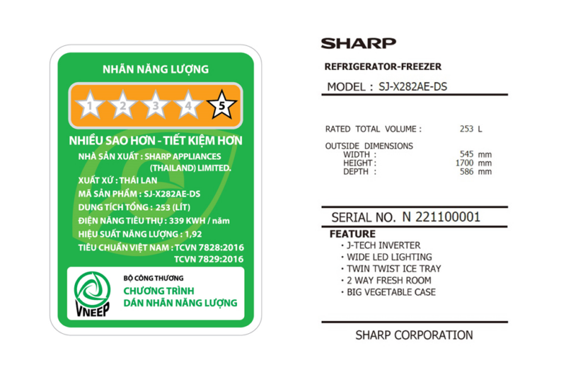 Tủ lạnh Sharp Inverter 253 lít SJ-X282AE-DS - Image 3