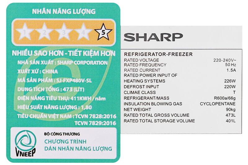 Tủ lạnh Sharp Inverter 401 lít SJ-FXP480V-SL - Image 15