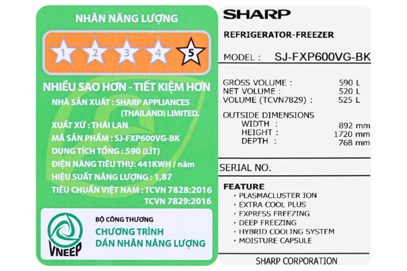 Tủ lạnh Sharp Inverter 525 lít SJ-FXP600VG-BK - Image 13