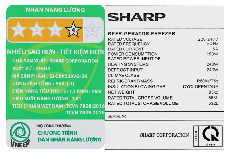 Tủ lạnh Sharp Inverter 532 lít SJ-SBX530VG-BK - Image 12