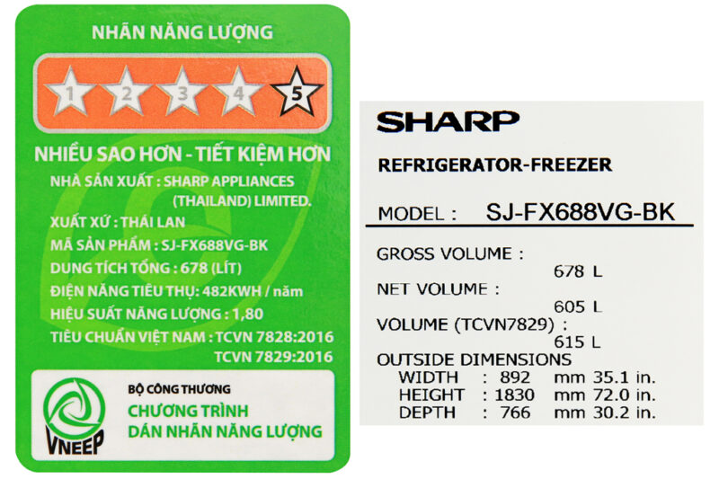 Tủ lạnh Sharp Inverter 605 lít SJ-FX688VG-BK - Image 13